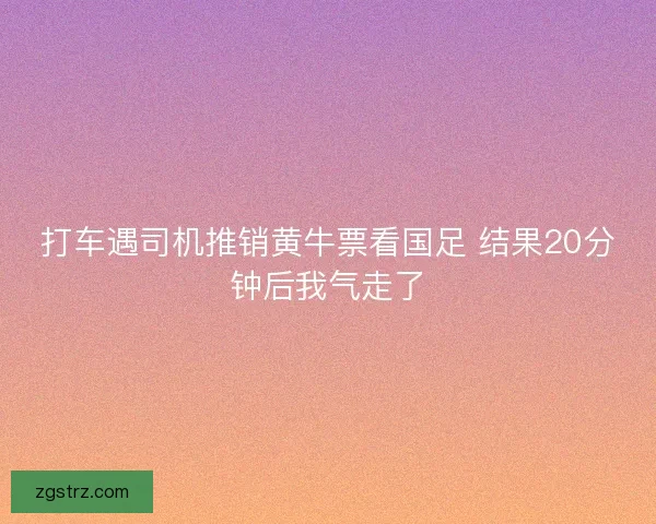 打车遇司机推销黄牛票看国足 结果20分钟后我气走了